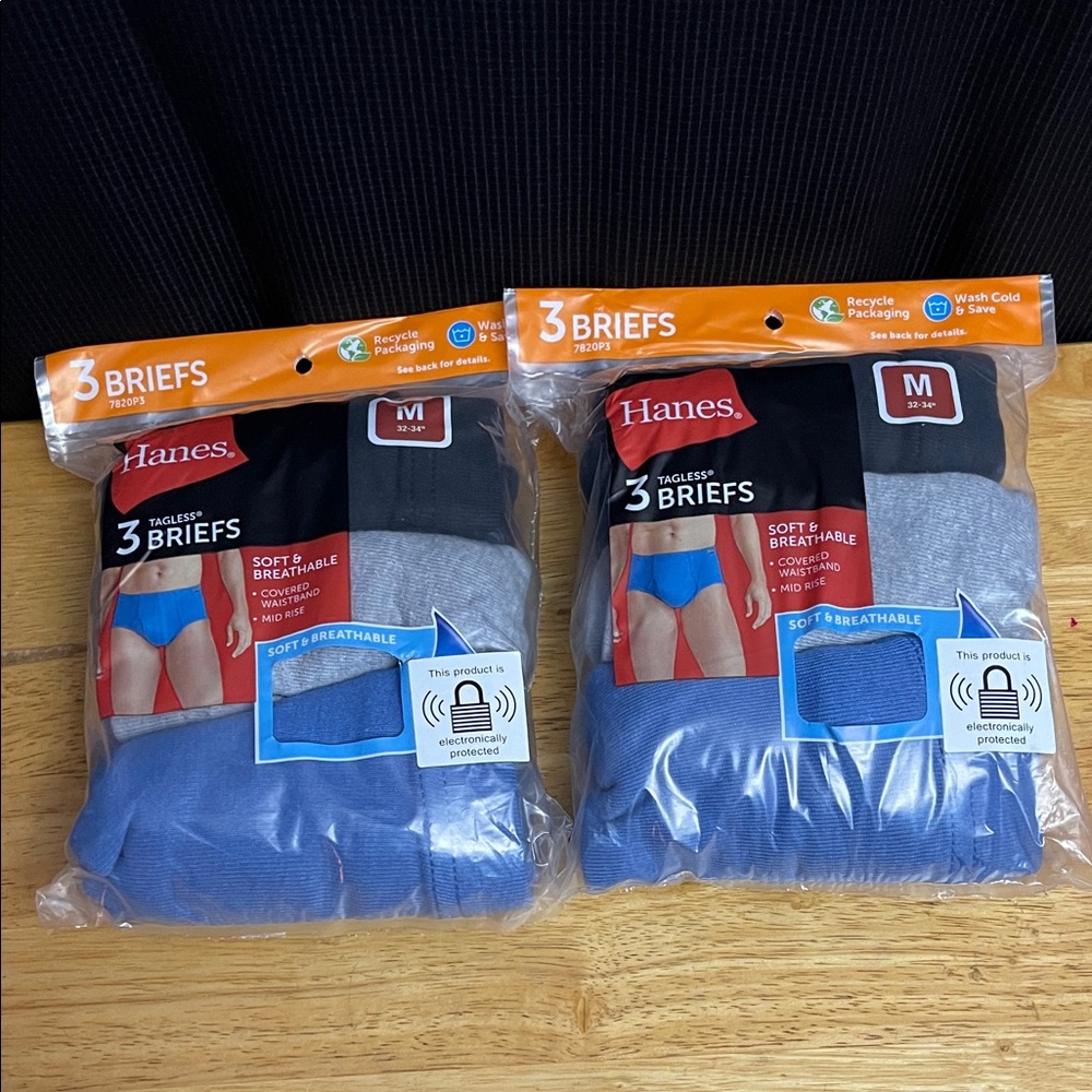 Hanes Men's Tagless Briefs - Black, Gray, Blue Pack